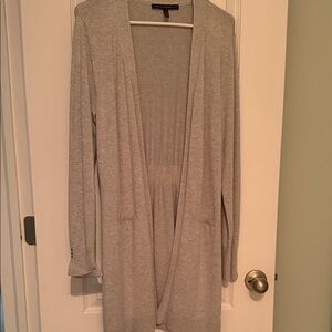 White House Black Market Light Gray Open-Front Cardigan